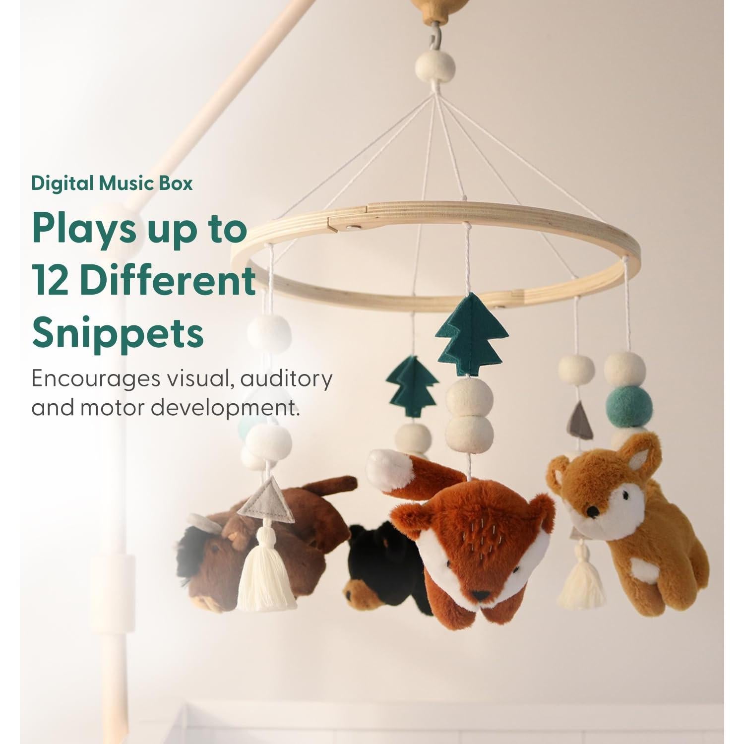 Móvil de Cuna Musical The Peanutshell - 12 Canciones, Madera