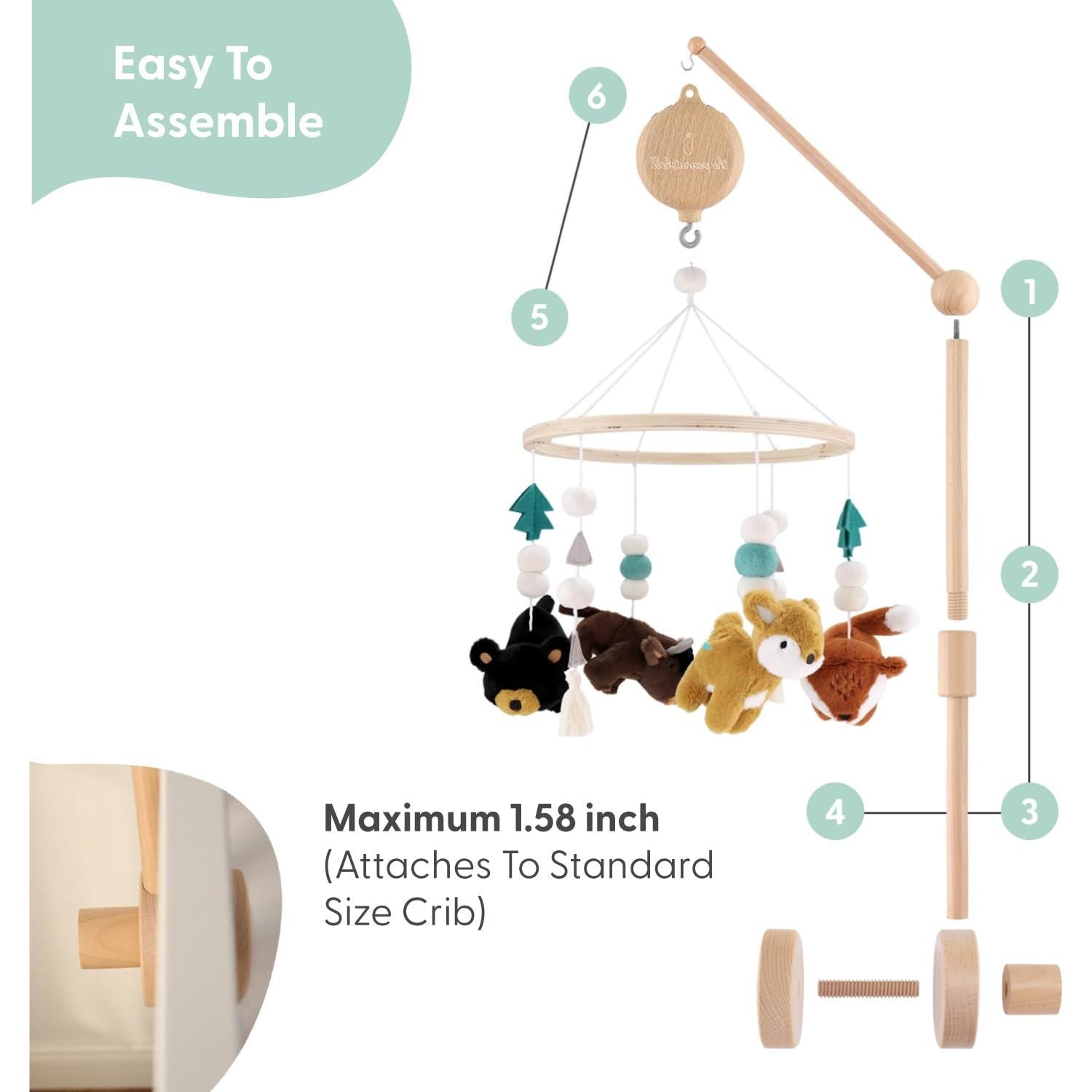 Móvil de Cuna Musical The Peanutshell - 12 Canciones, Madera