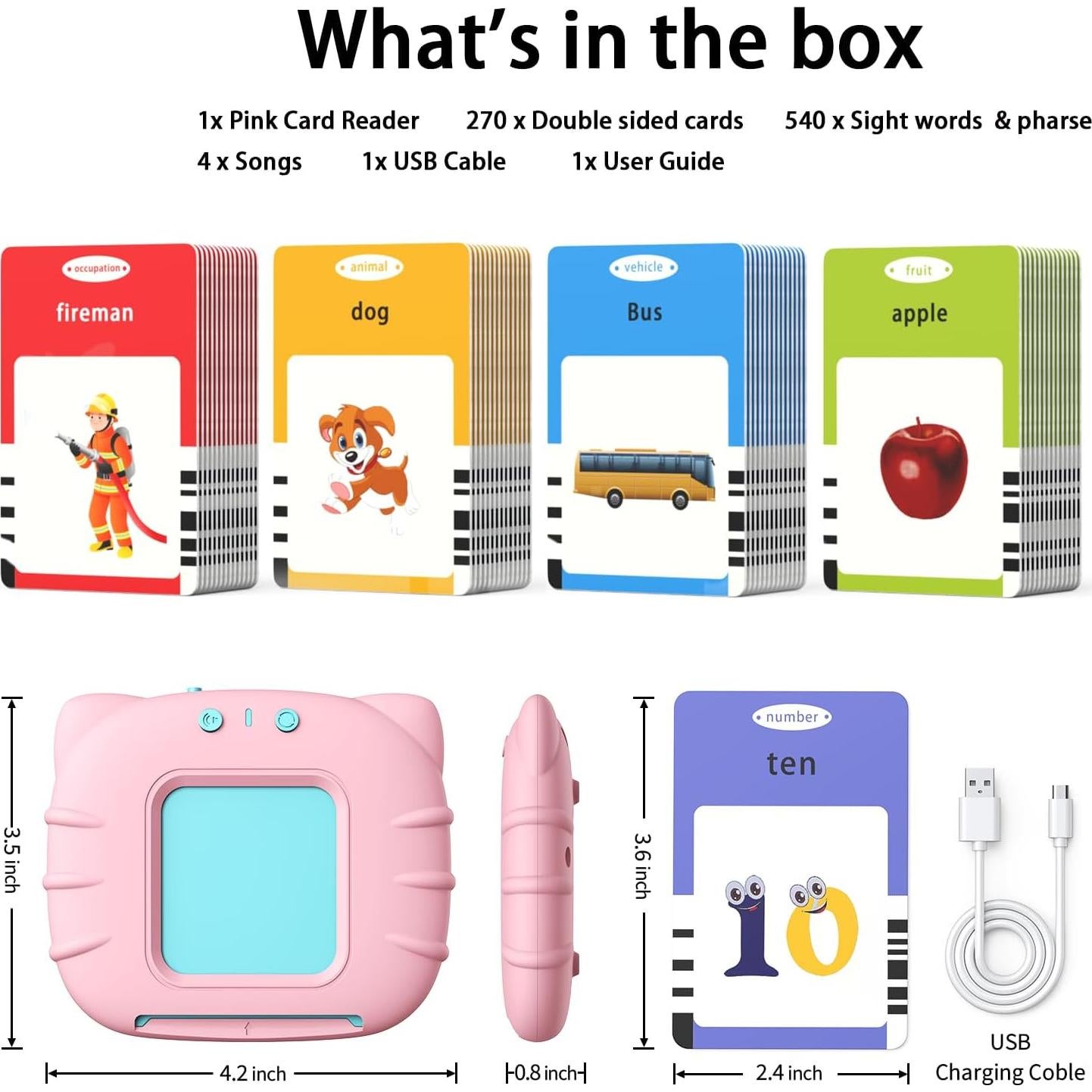 Juguete Educativo Kidzdo 540 Tarjetas Visuales para Niños 2-5 Años