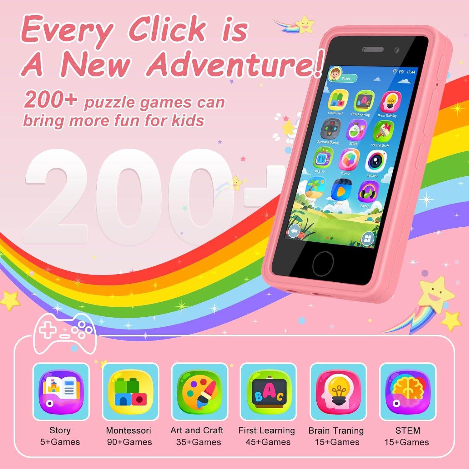 Teléfono Inteligente para Niños GREENCREEK Rosa 3.97" Doble Cámara