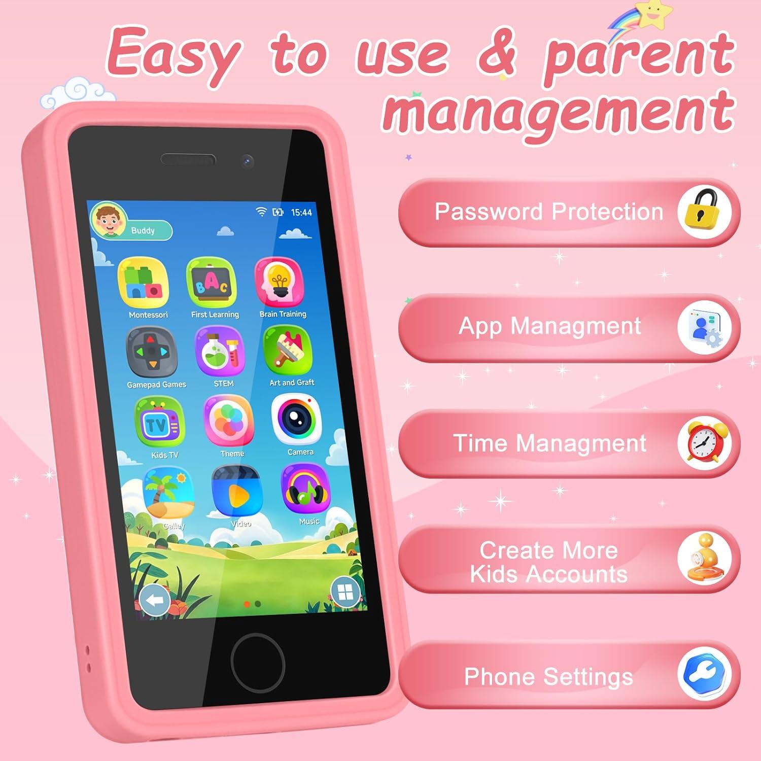 Teléfono Inteligente para Niños GREENCREEK Rosa 3.97" Doble Cámara