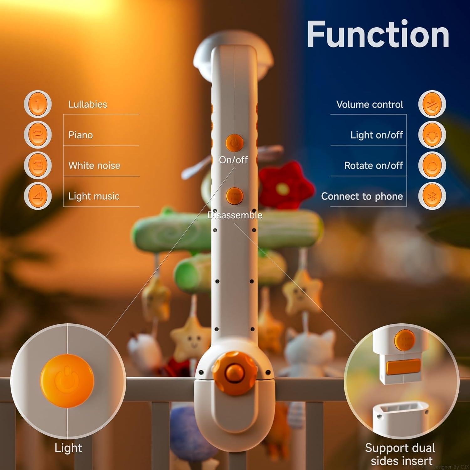 Móvil de Cuna TUMAMA con Música y Proyección de Estrellas