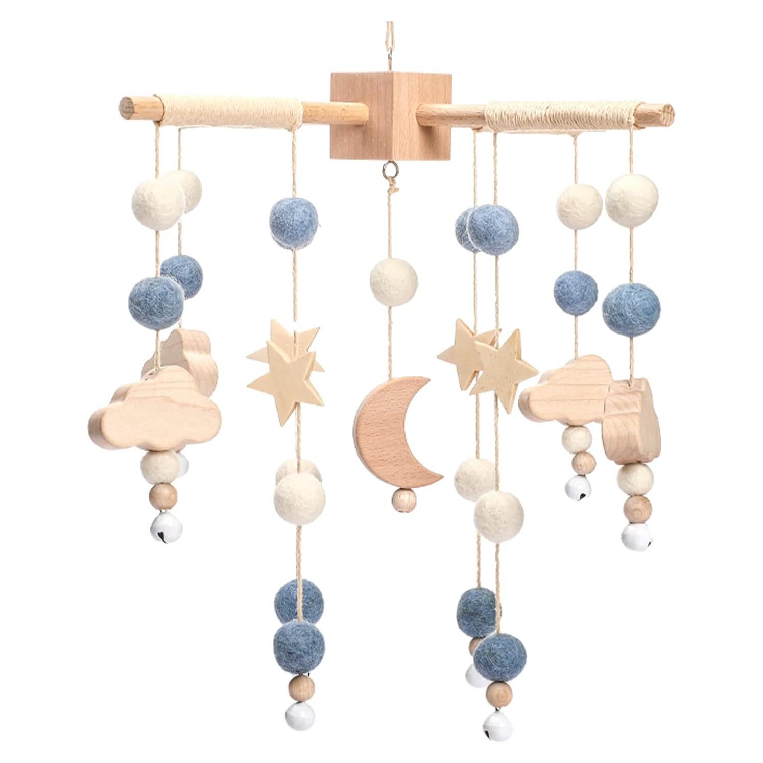 Móvil de Cuna Boho YOUUYS con Luna y Estrellas - Hecho a Mano