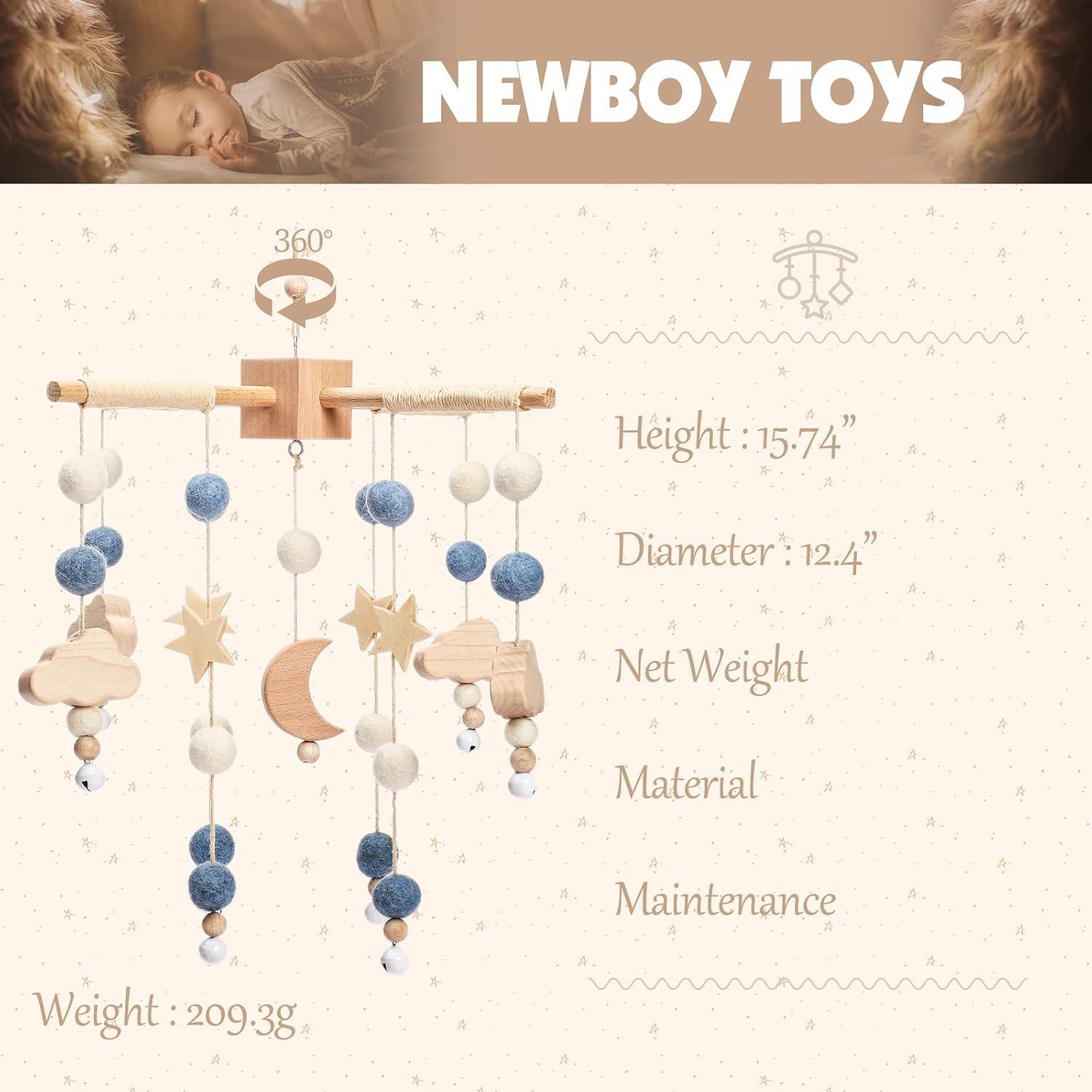 Móvil de Cuna Boho YOUUYS con Luna y Estrellas - Hecho a Mano