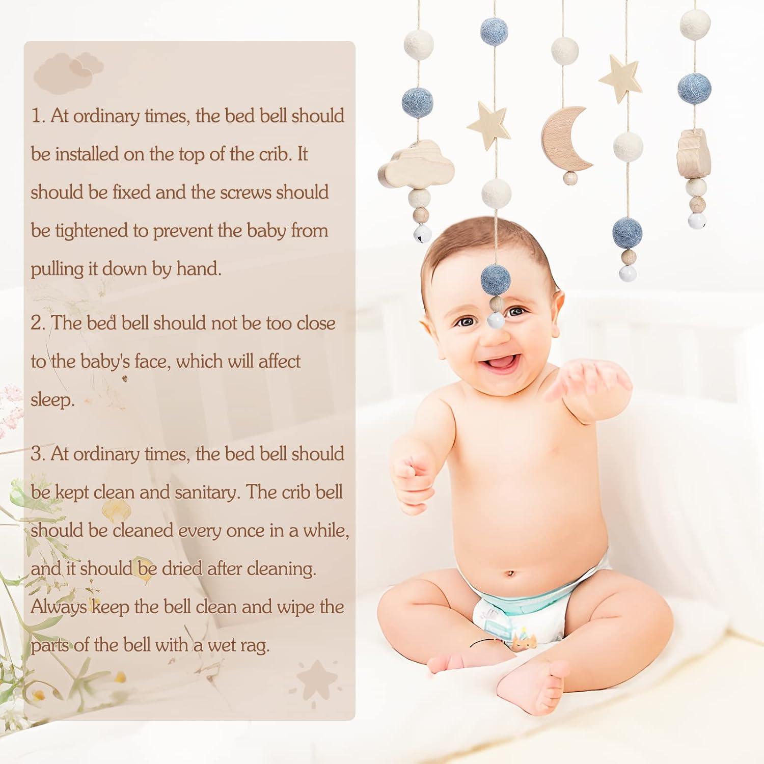 Móvil de Cuna Boho YOUUYS con Luna y Estrellas - Hecho a Mano