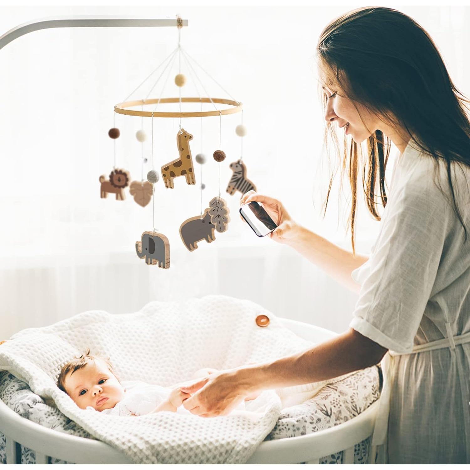 Móvil para Cuna OESSUF de Algodón y Madera, Musical y Luminoso