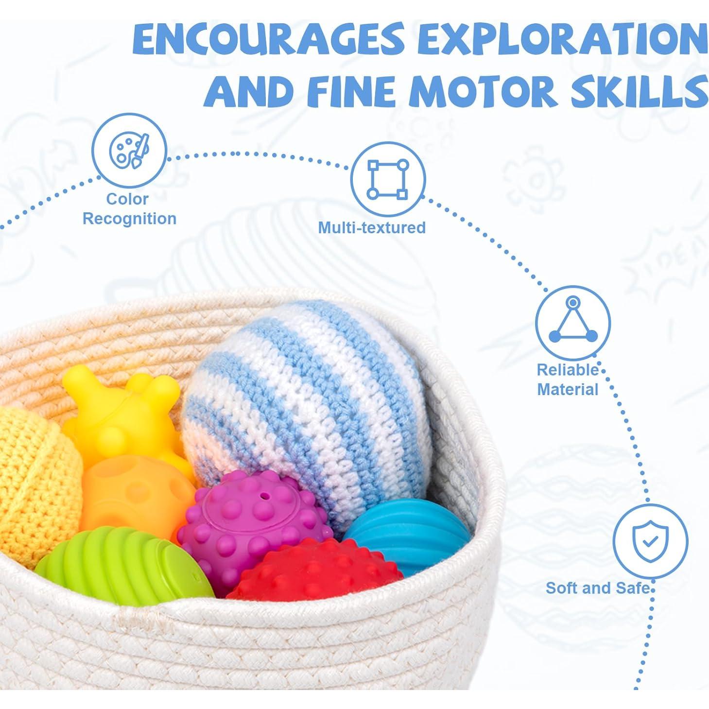 Adena Montessori 8 Pelotas Sensoriales para Bebés 6-12 Meses