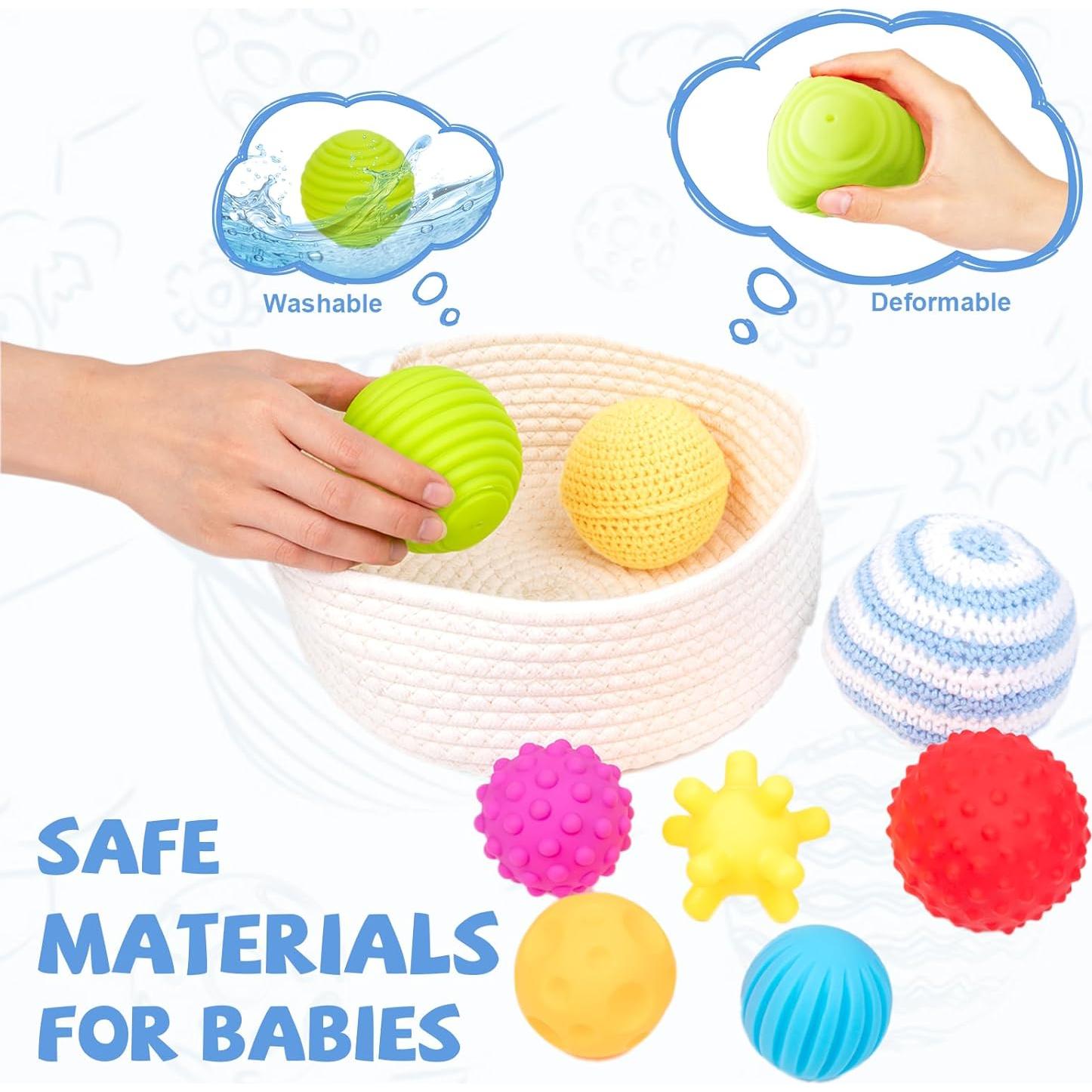 Adena Montessori 8 Pelotas Sensoriales para Bebés 6-12 Meses