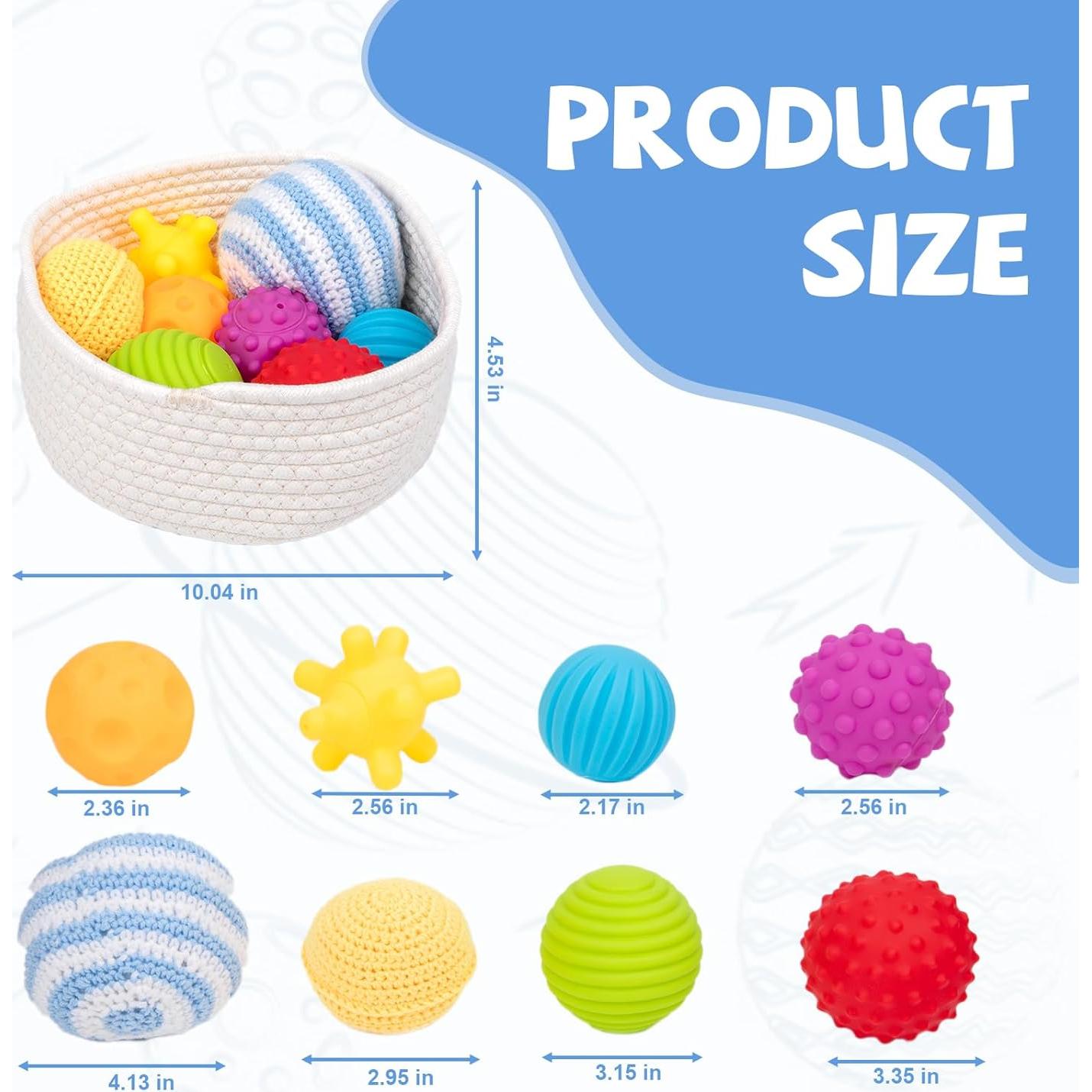 Adena Montessori 8 Pelotas Sensoriales para Bebés 6-12 Meses