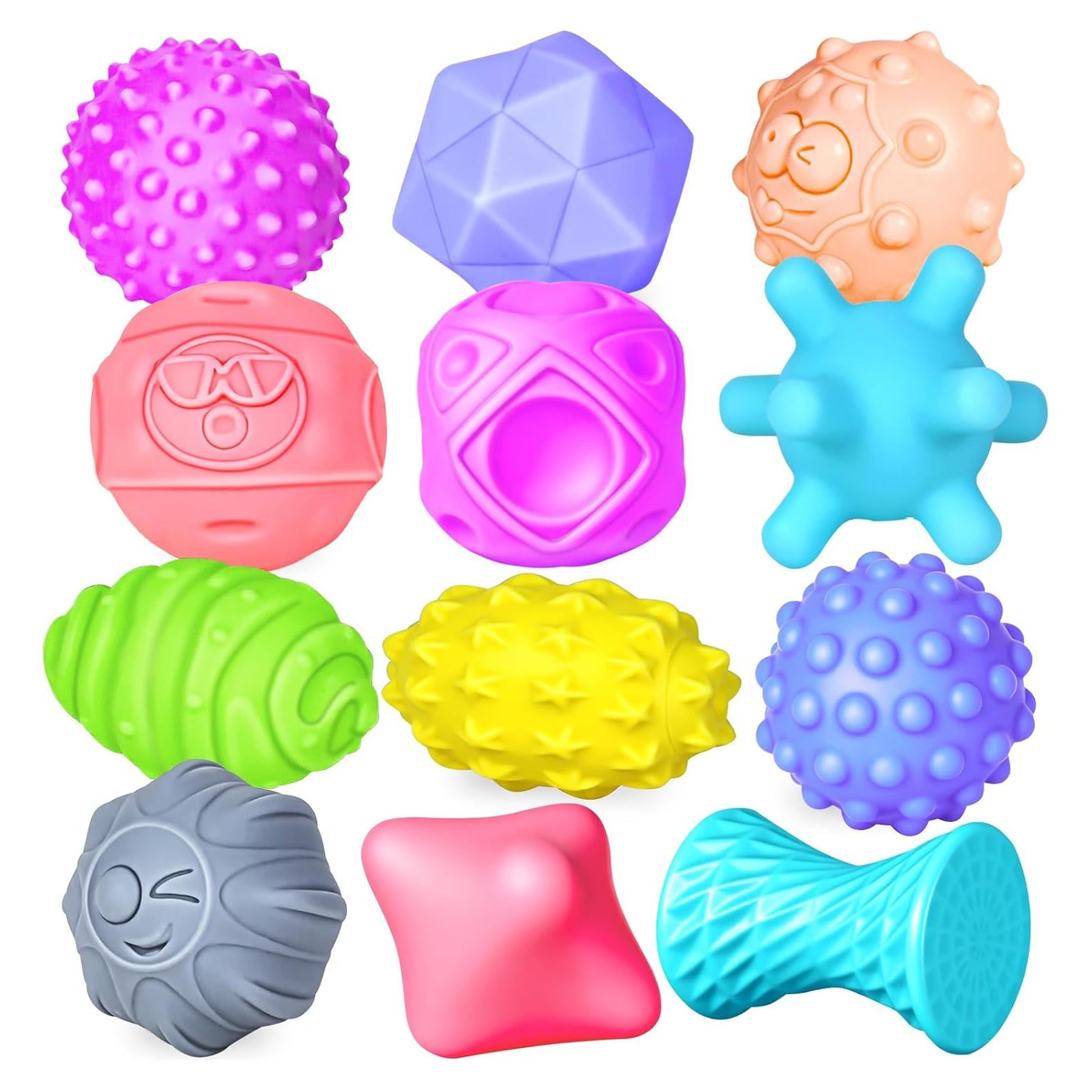 Set de 12 Pelotas Sensoriales Multicolores Ynanimery para Bebés