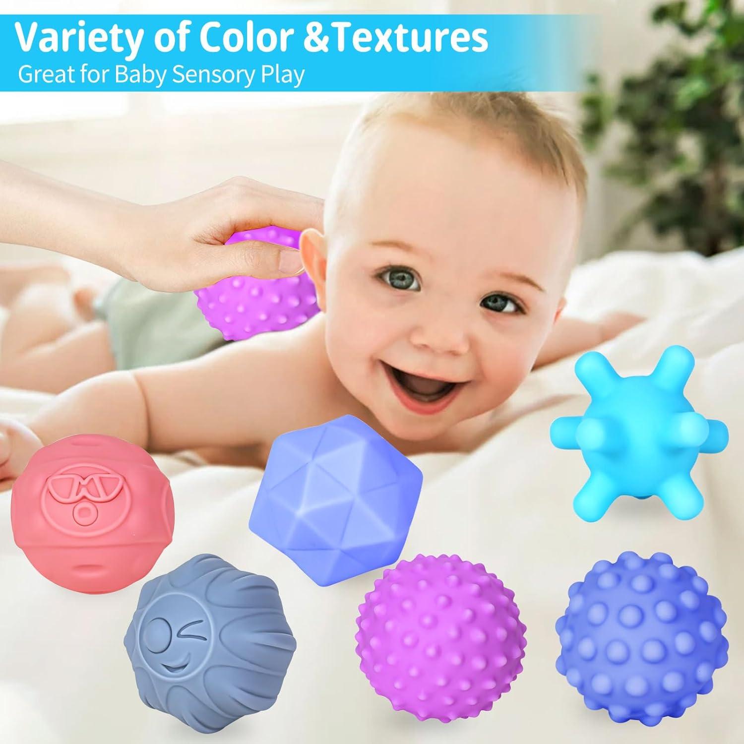 Set de 12 Pelotas Sensoriales Multicolores Ynanimery para Bebés
