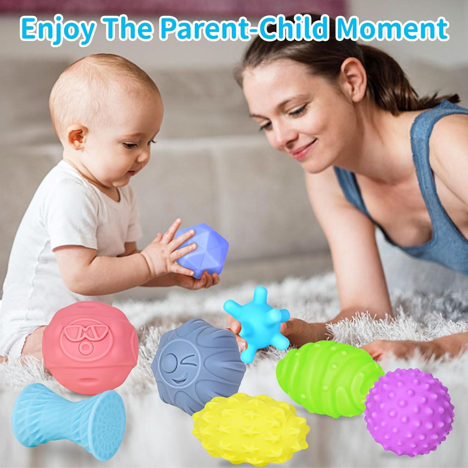 Set de 12 Pelotas Sensoriales Multicolores Ynanimery para Bebés