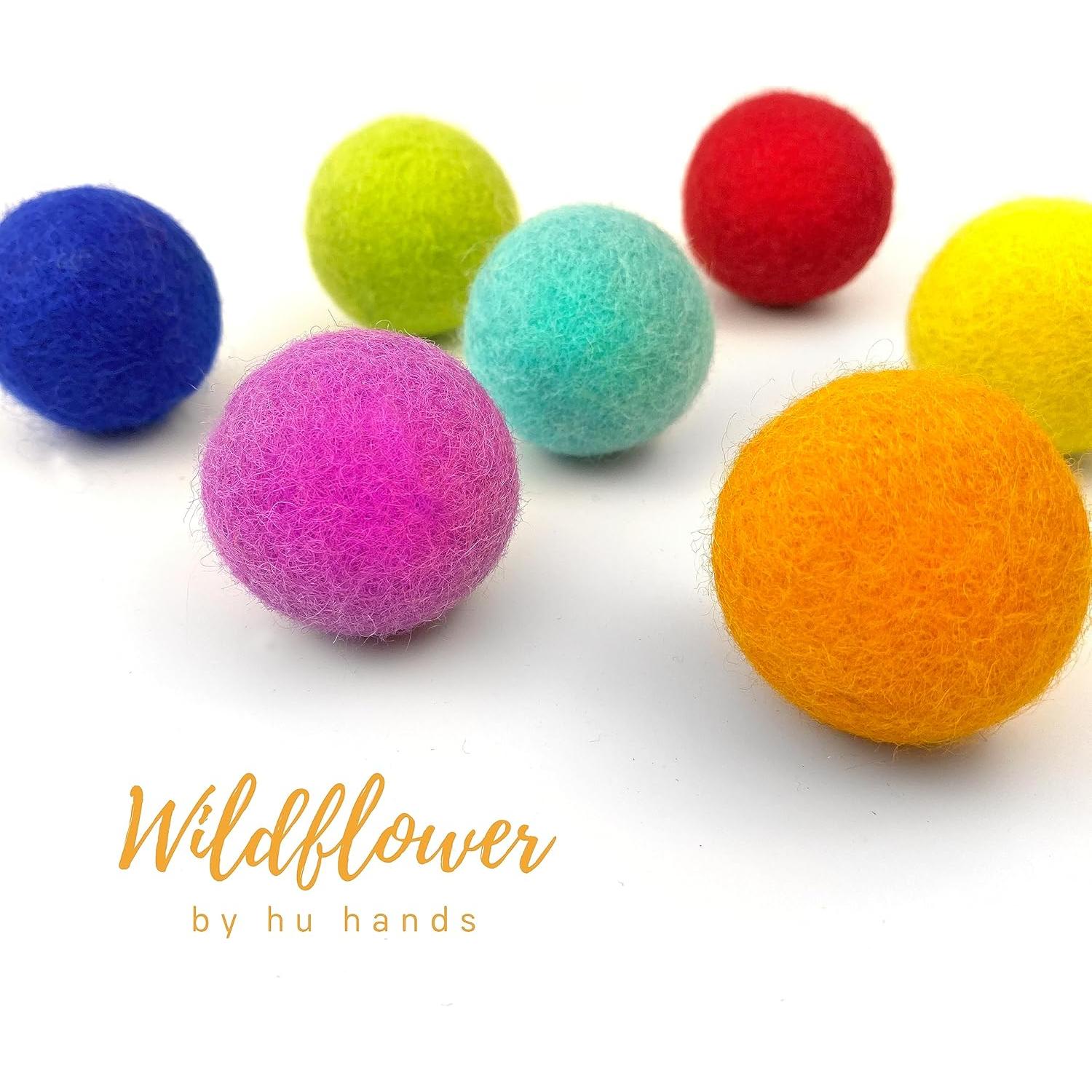 Bolas de Fieltro Grandes Arcoíris Wildflower 4 CM - 7 Colores