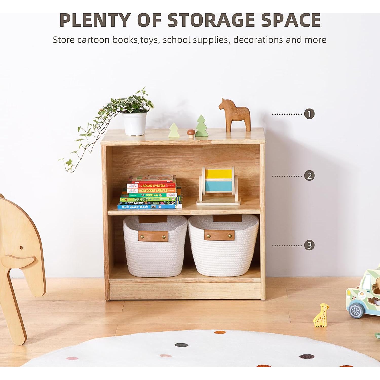 Estante Montessori OOOK 60 cm Madera Caucho Almacenamiento Juguetes