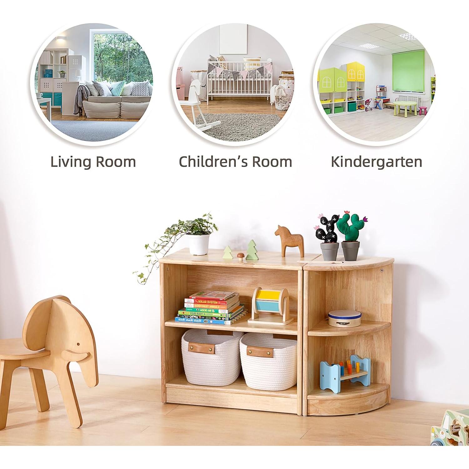 Estante Montessori OOOK 60 cm Madera Caucho Almacenamiento Juguetes