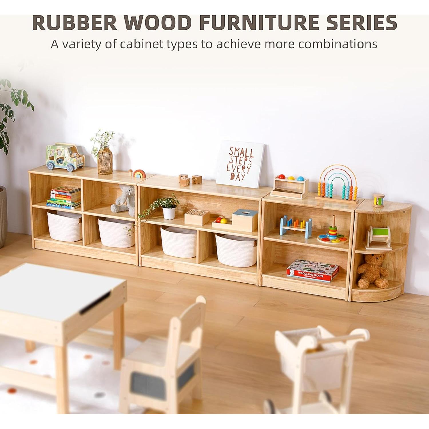 Estante Montessori OOOK 60 cm Madera Caucho Almacenamiento Juguetes