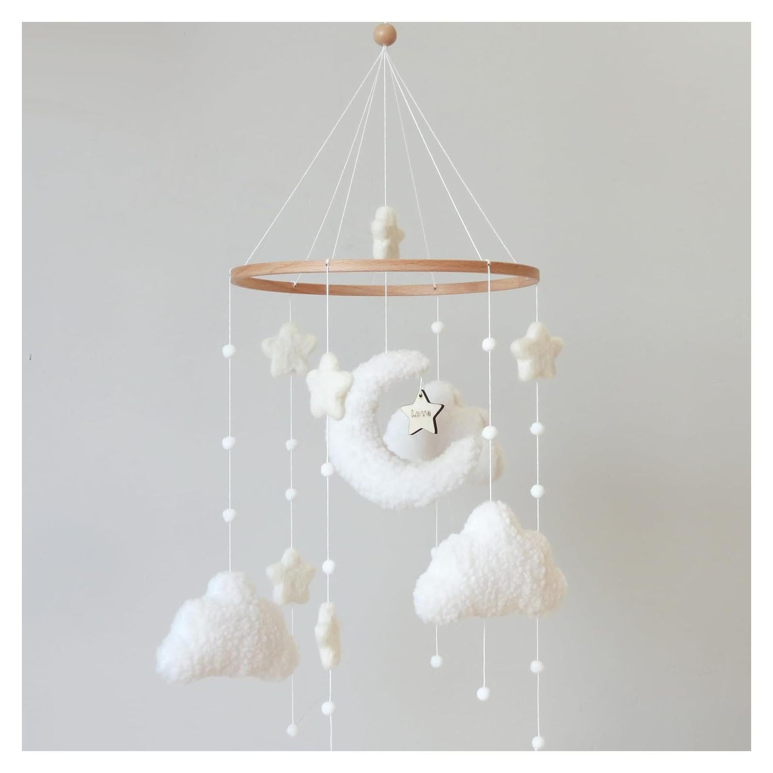 Móvil de Cuna Boho GOUKURLSMA Nubes Luna Estrellas 23x58cm