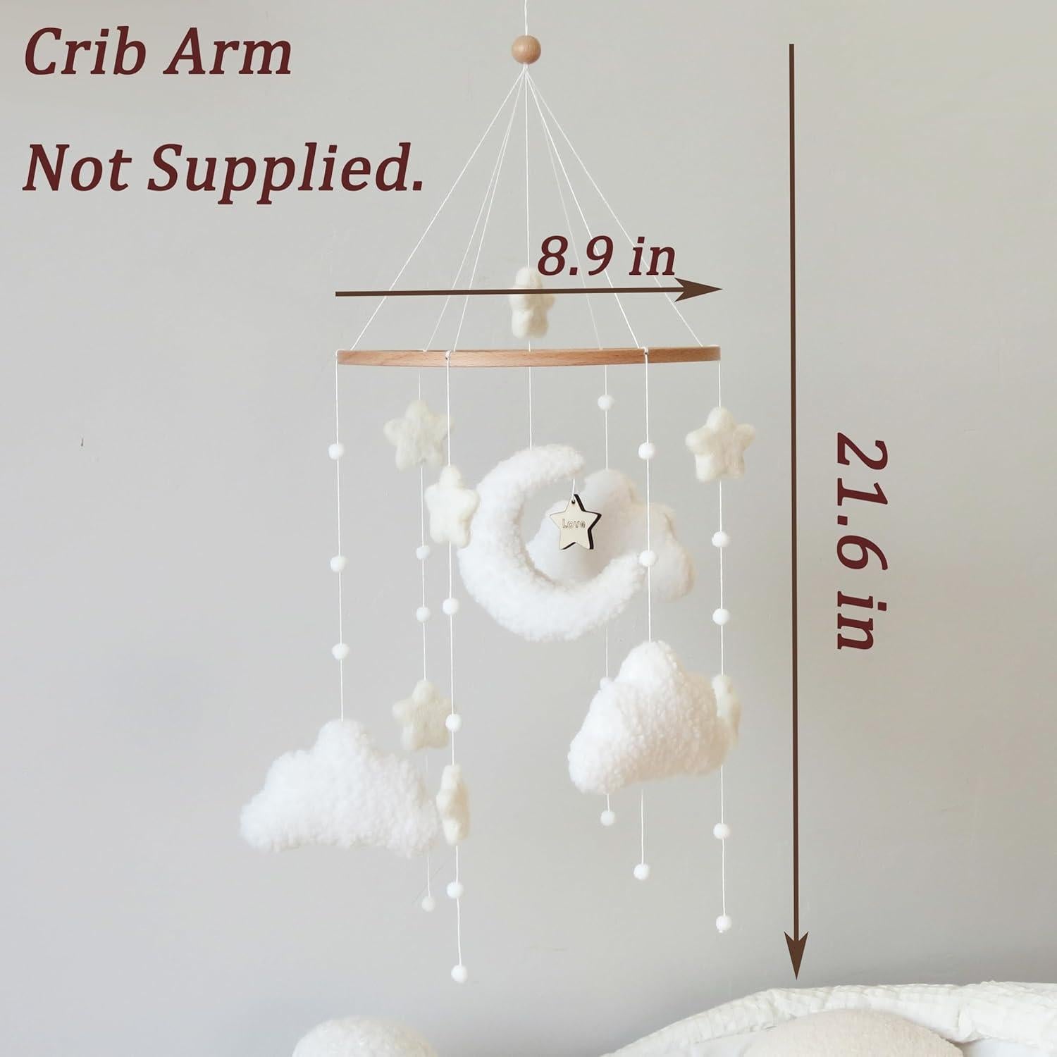 Móvil de Cuna Boho GOUKURLSMA Nubes Luna Estrellas 23x58cm