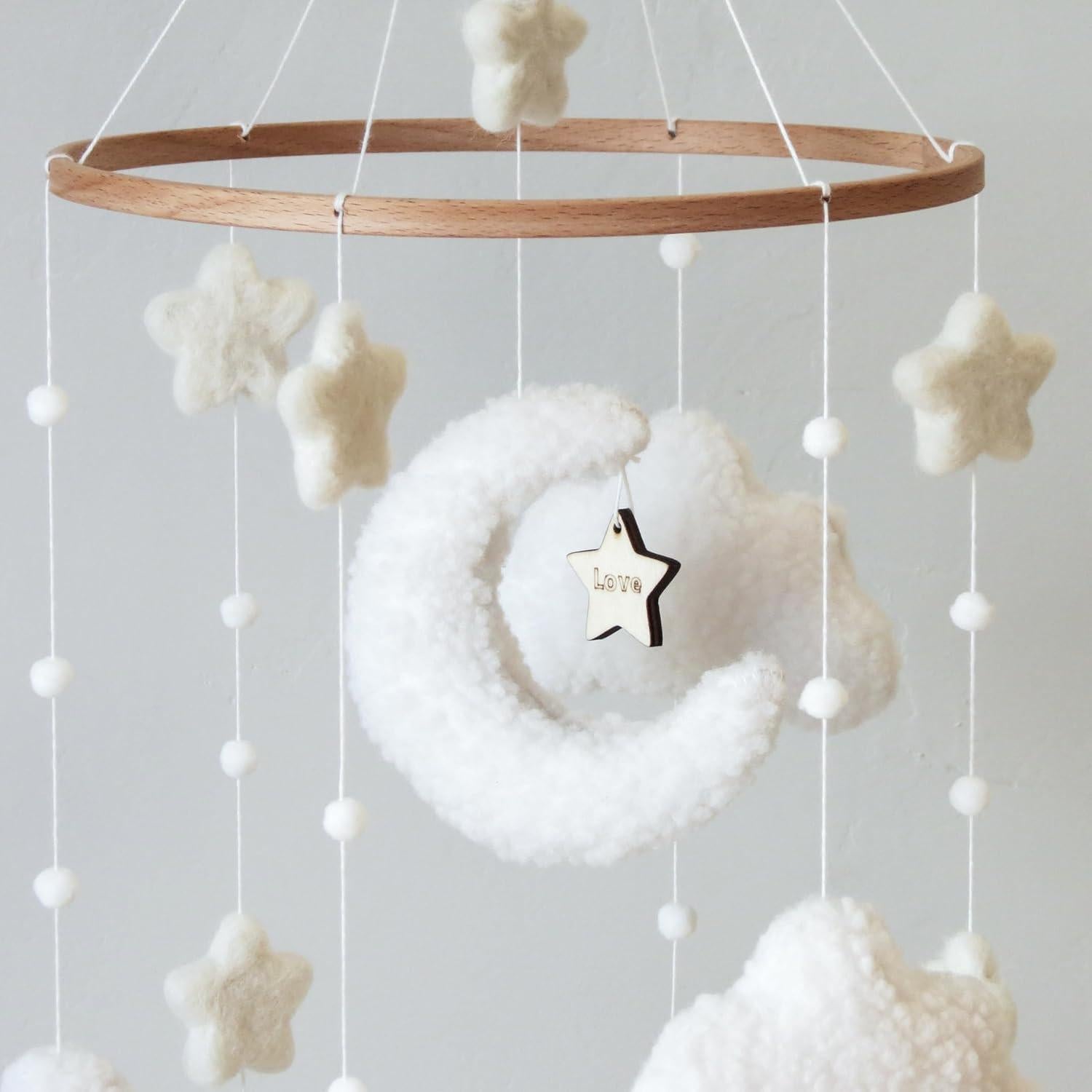 Móvil de Cuna Boho GOUKURLSMA Nubes Luna Estrellas 23x58cm