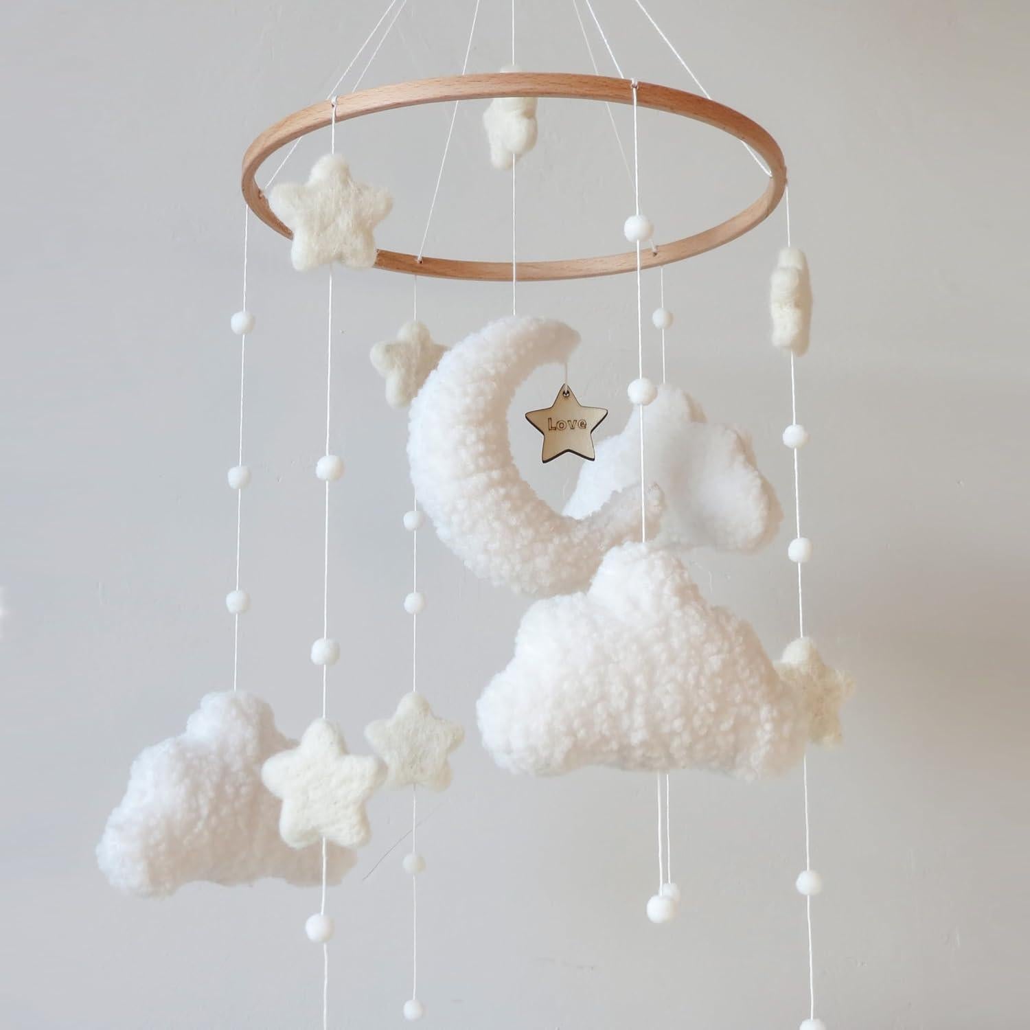 Móvil de Cuna Boho GOUKURLSMA Nubes Luna Estrellas 23x58cm