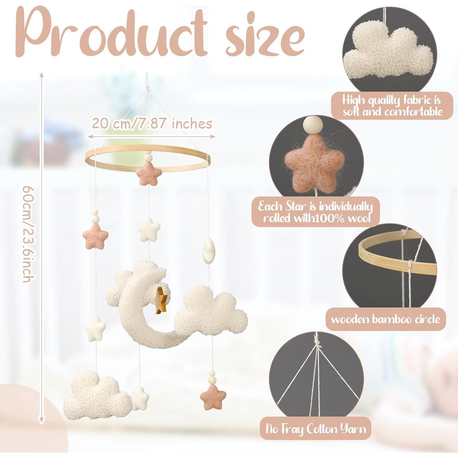 Móvil de Cuna Hecho a Mano CroBlissful Neutro Boho