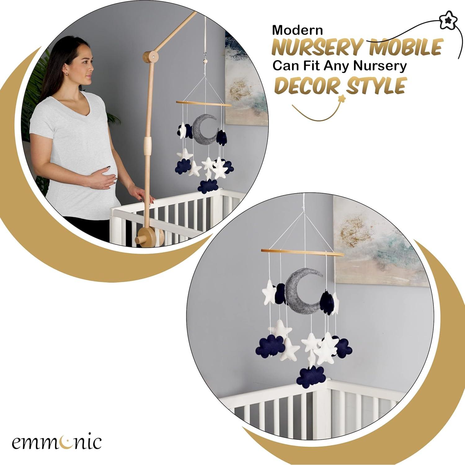 Móvil de Cuna Hecho a Mano EmmnNic - Luna Azul y Estrellas