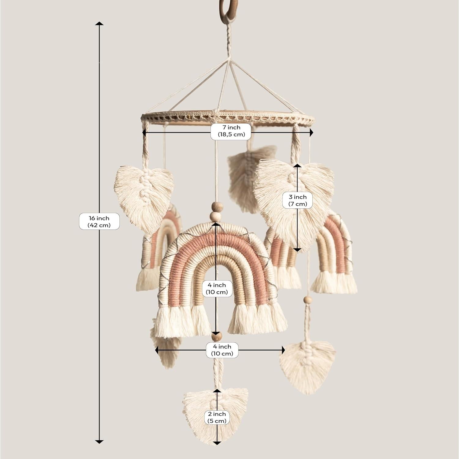 Móvil de Cuna Boho Elyese Rosa Hecho a Mano Ecológico