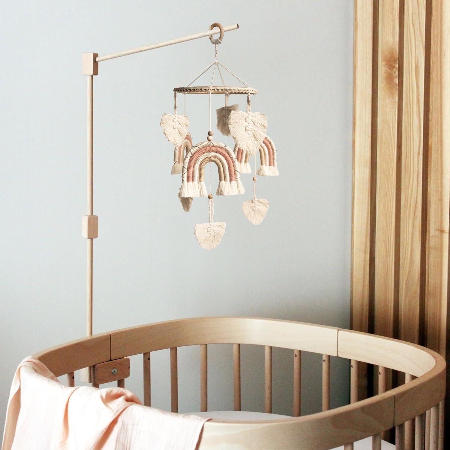 Móvil de Cuna Boho Elyese Rosa Hecho a Mano Ecológico