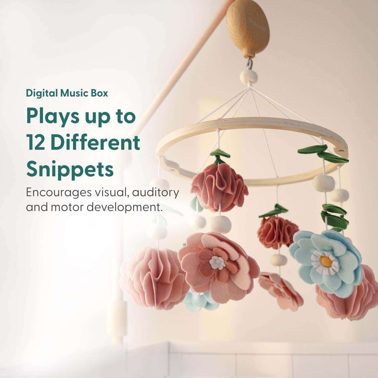 Móvil de Cuna Musical The Peanutshell - 12 Canciones, Madera