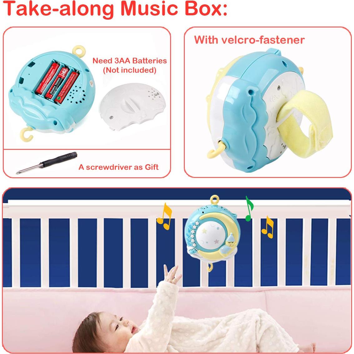 Móvil Musical para Cuna Mini Tudou con Proyector y Sonajeros