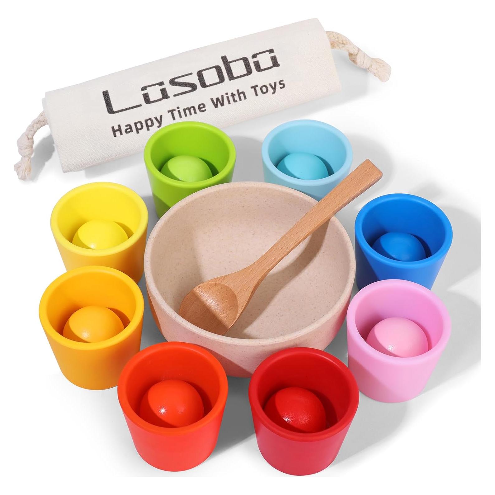 Juego de Clasificación de Colores Lasoba - 8 Pelotas y Tazas