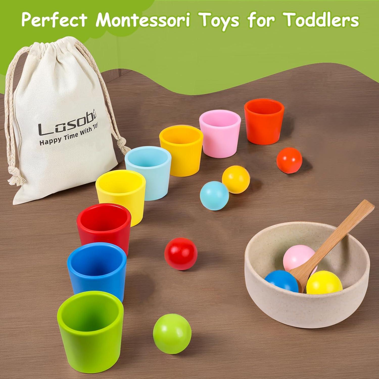 Juego de Clasificación de Colores Lasoba - 8 Pelotas y Tazas