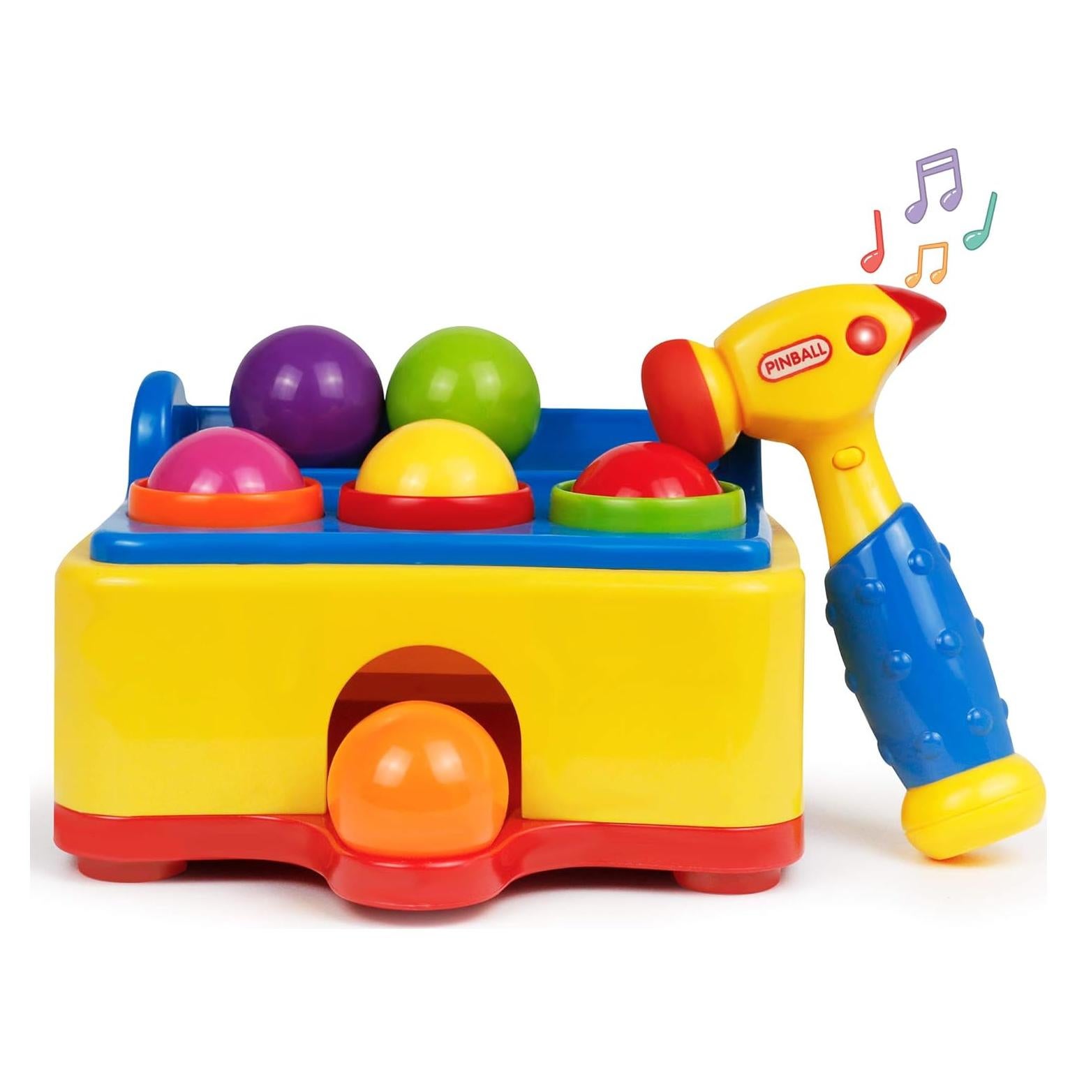Juego de Popper de Pelotas Bambiya con Martillo Musical - Juguete para Bebés de 12 Meses a 3 Años