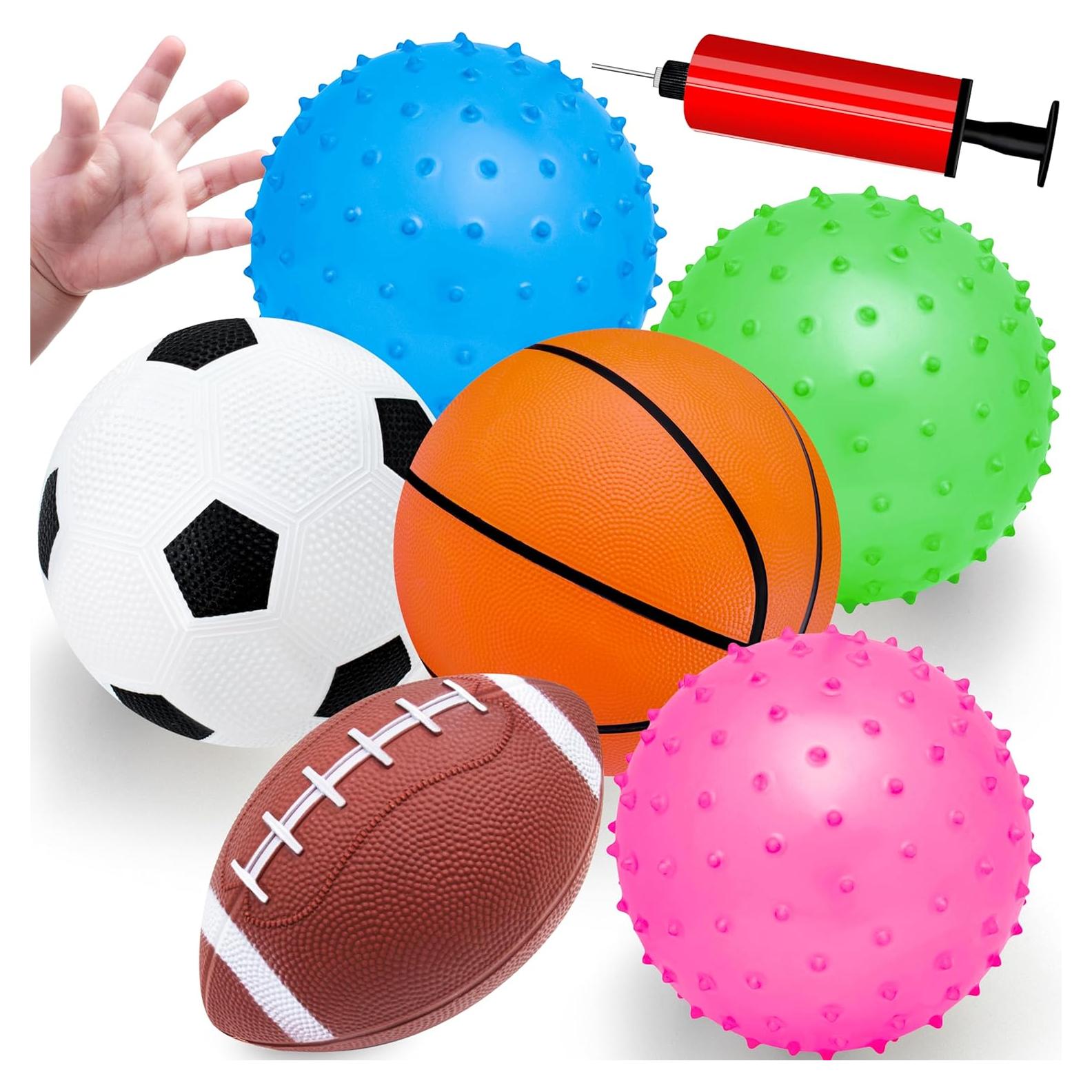 Set de 6 Pelotas para Niños Ladwon - Fútbol, Baloncesto, Rugby