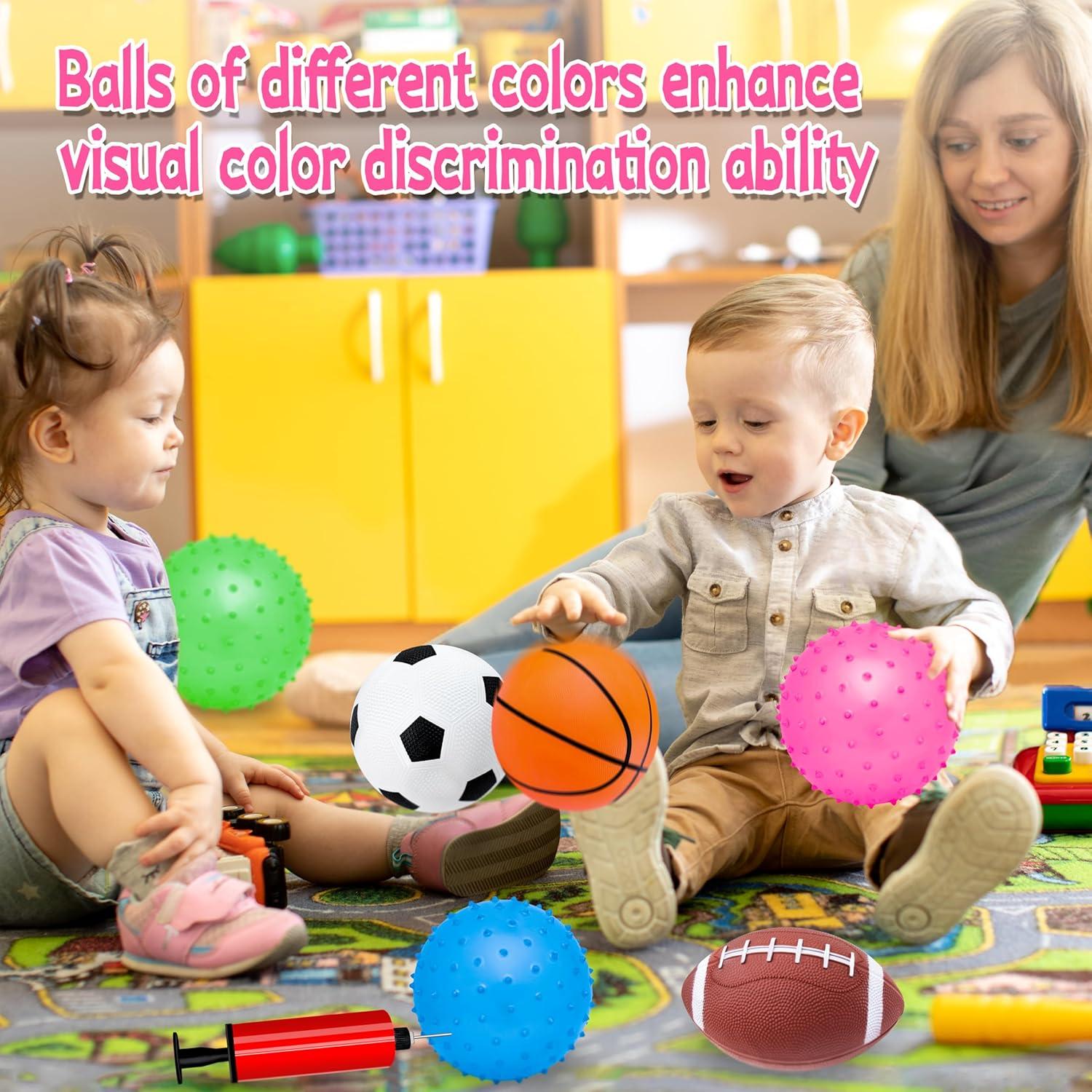 Set de 6 Pelotas para Niños Ladwon - Fútbol, Baloncesto, Rugby