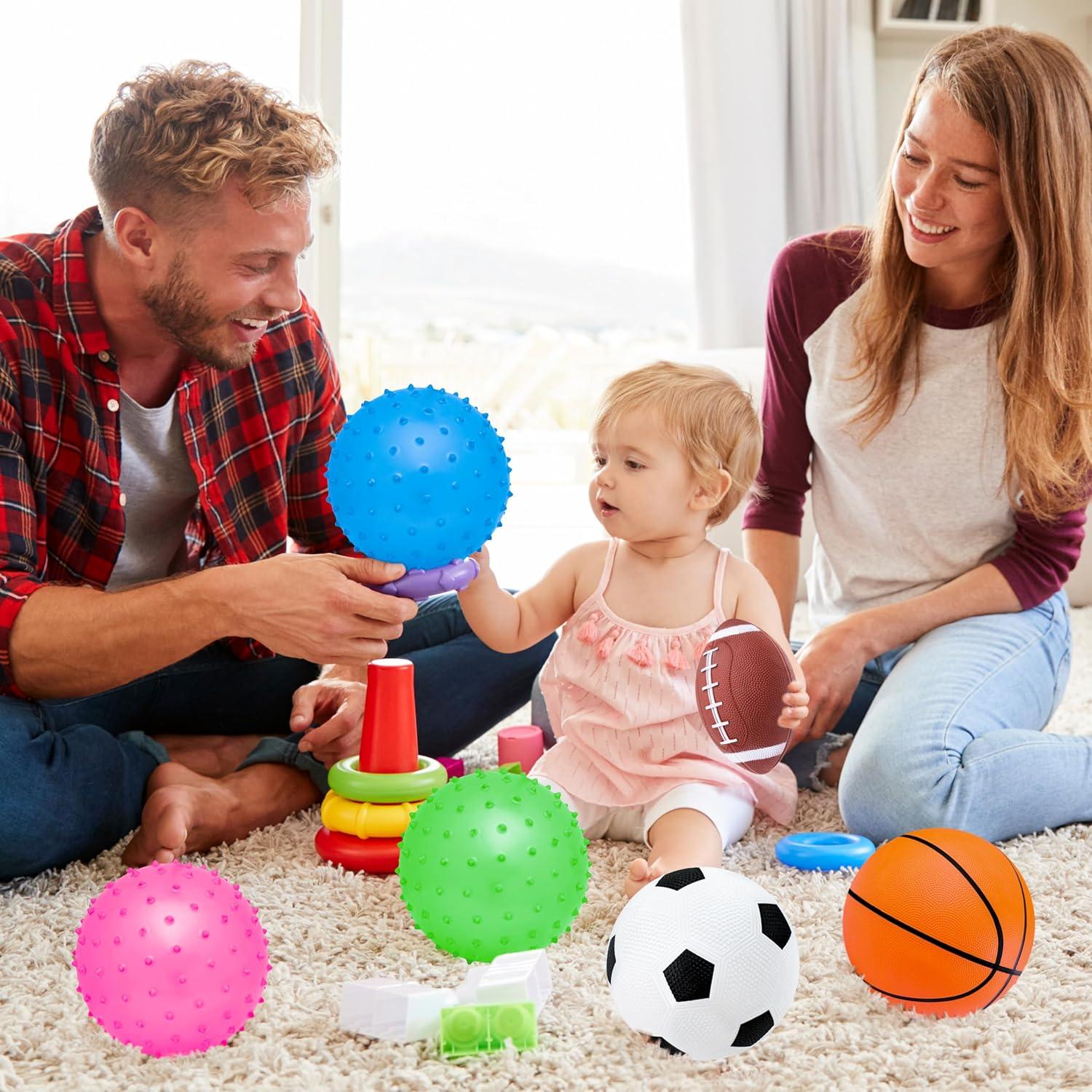 Set de 6 Pelotas para Niños Ladwon - Fútbol, Baloncesto, Rugby