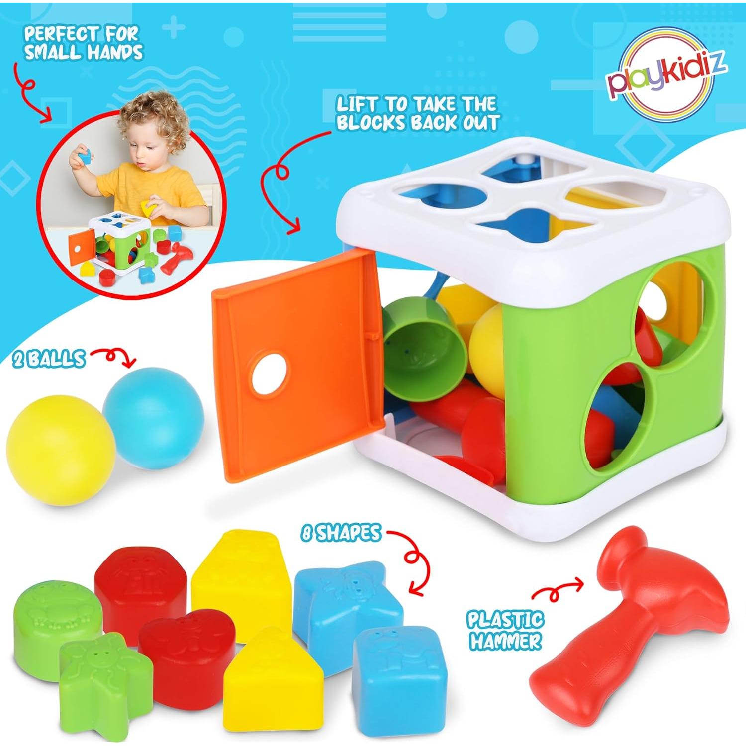 Martillo y Clasificador de Formas Playkidiz 2-en-1 para Bebés