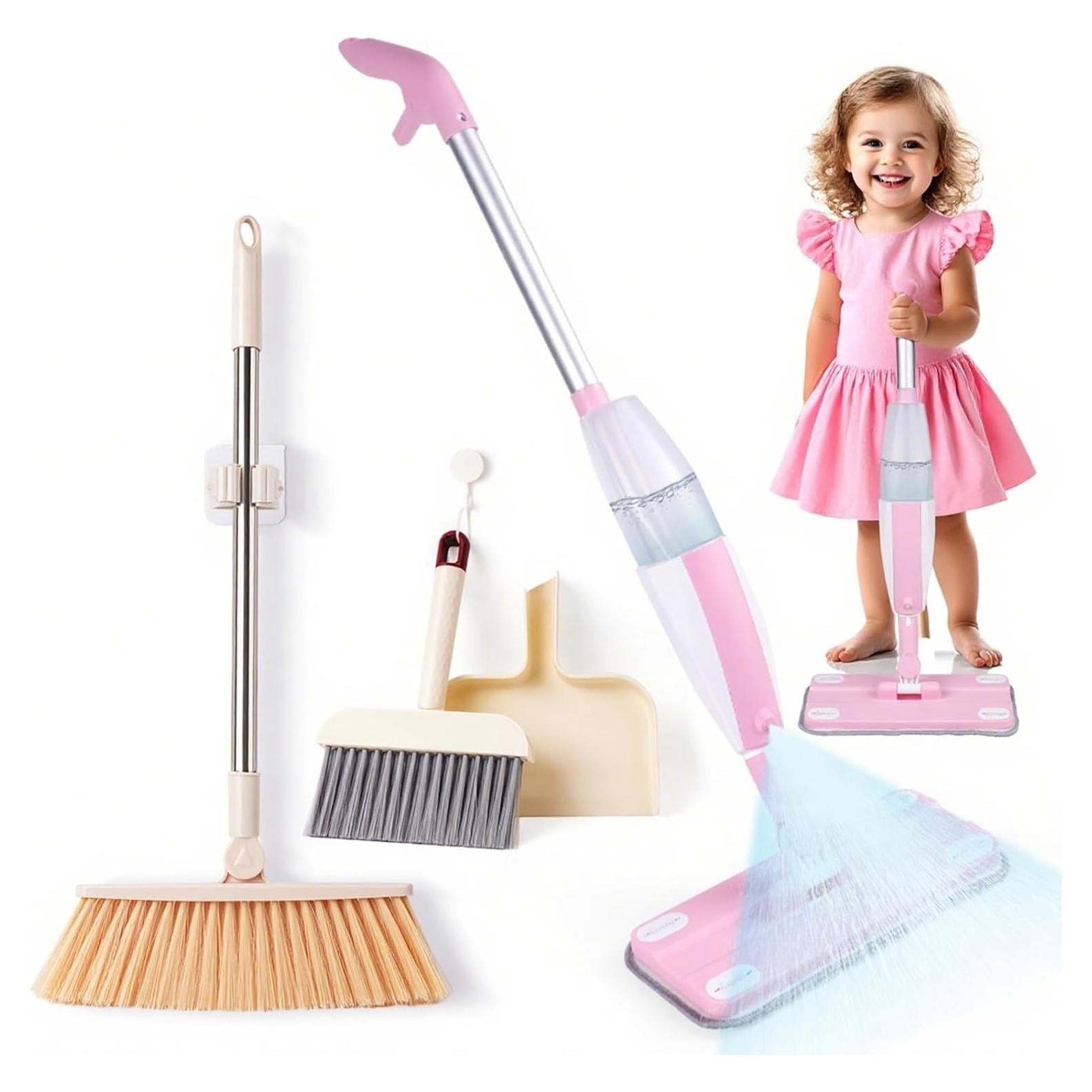 Set de Mopa y Escoba Rosa Lullulii para Niños 3+ Años