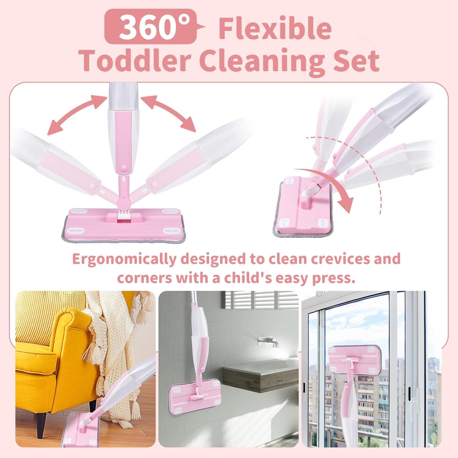 Set de Mopa y Escoba Rosa Lullulii para Niños 3+ Años