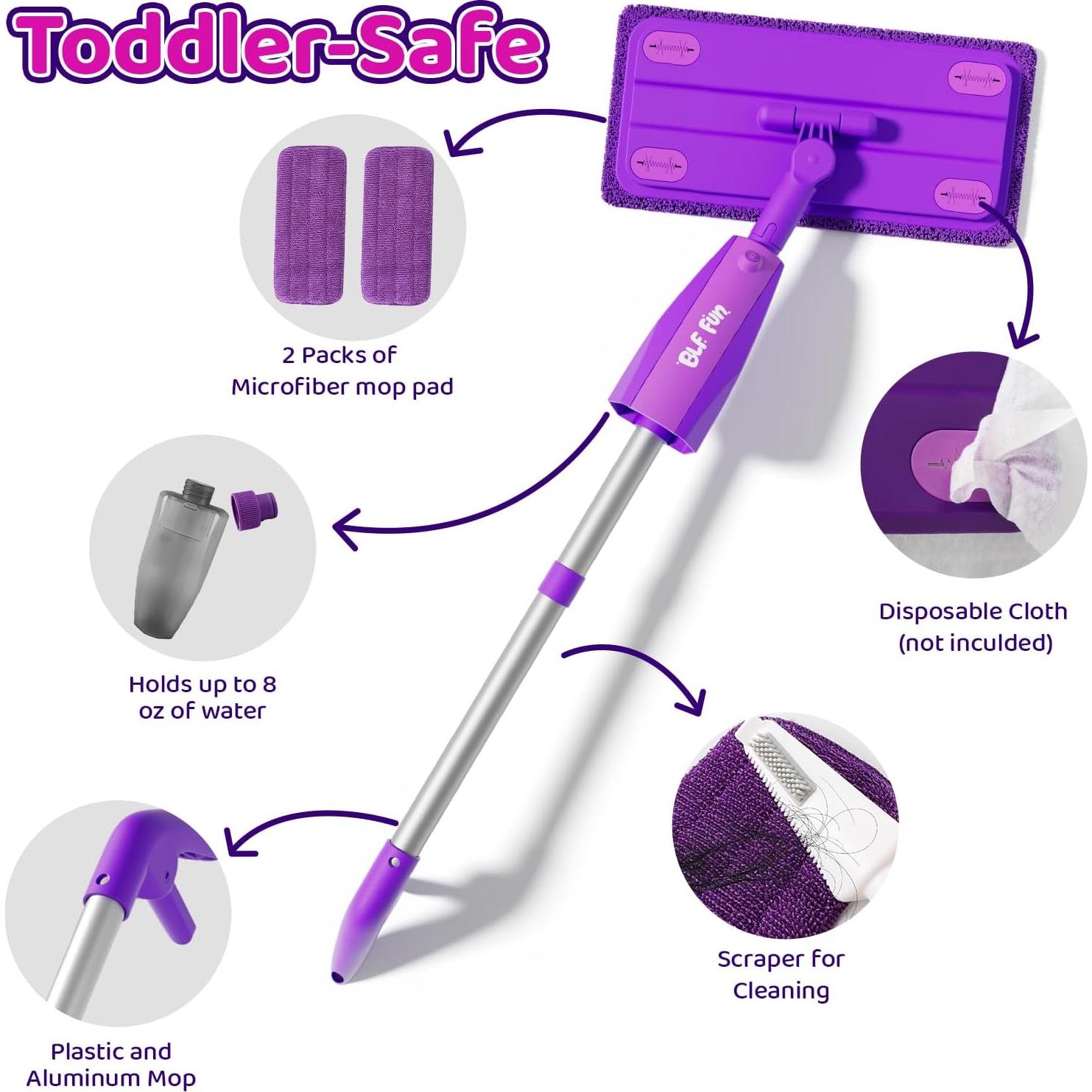 Mopa Pulverizadora Morada para Niños - Juguete de Limpieza Montessori