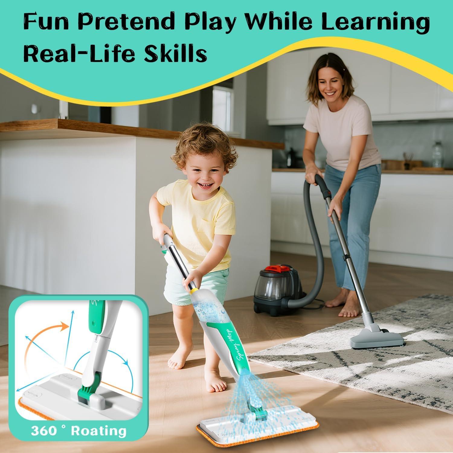 Juguete Mopa Spray LSCLCIN para Niños con Paños de Microfibra