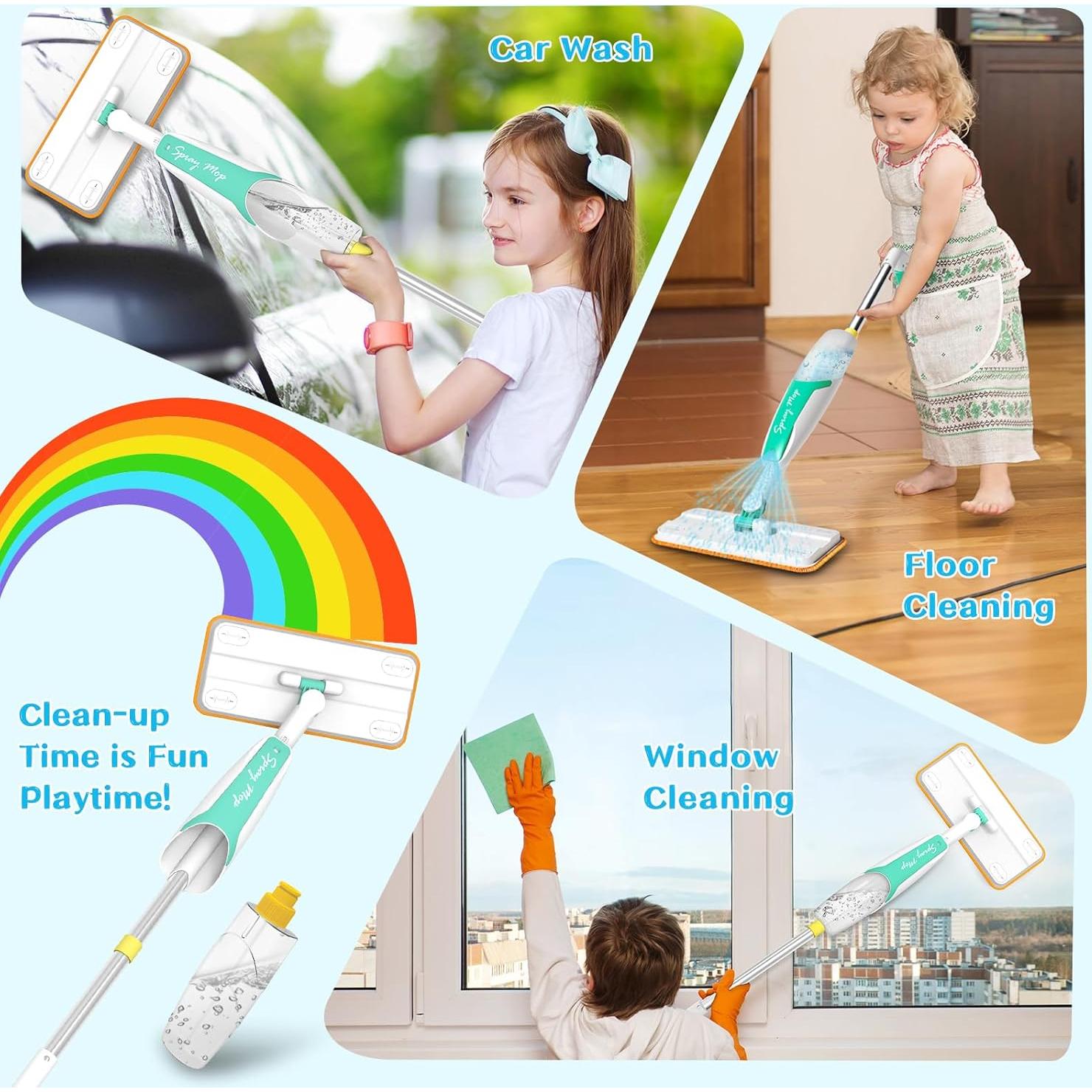 Juguete Mopa Spray LSCLCIN para Niños con Paños de Microfibra