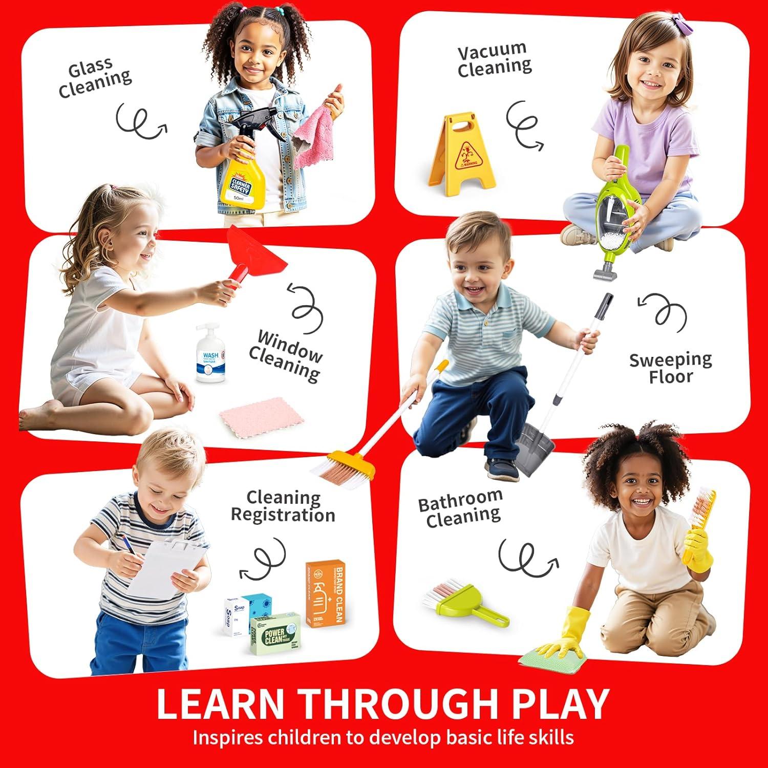 Juego de Carrito de Limpieza Pupu Pig para Niños - Rojo