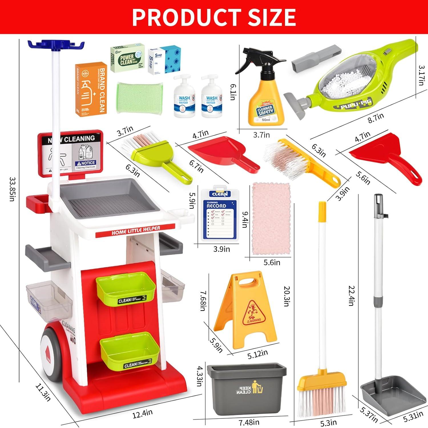 Juego de Carrito de Limpieza Pupu Pig para Niños - Rojo