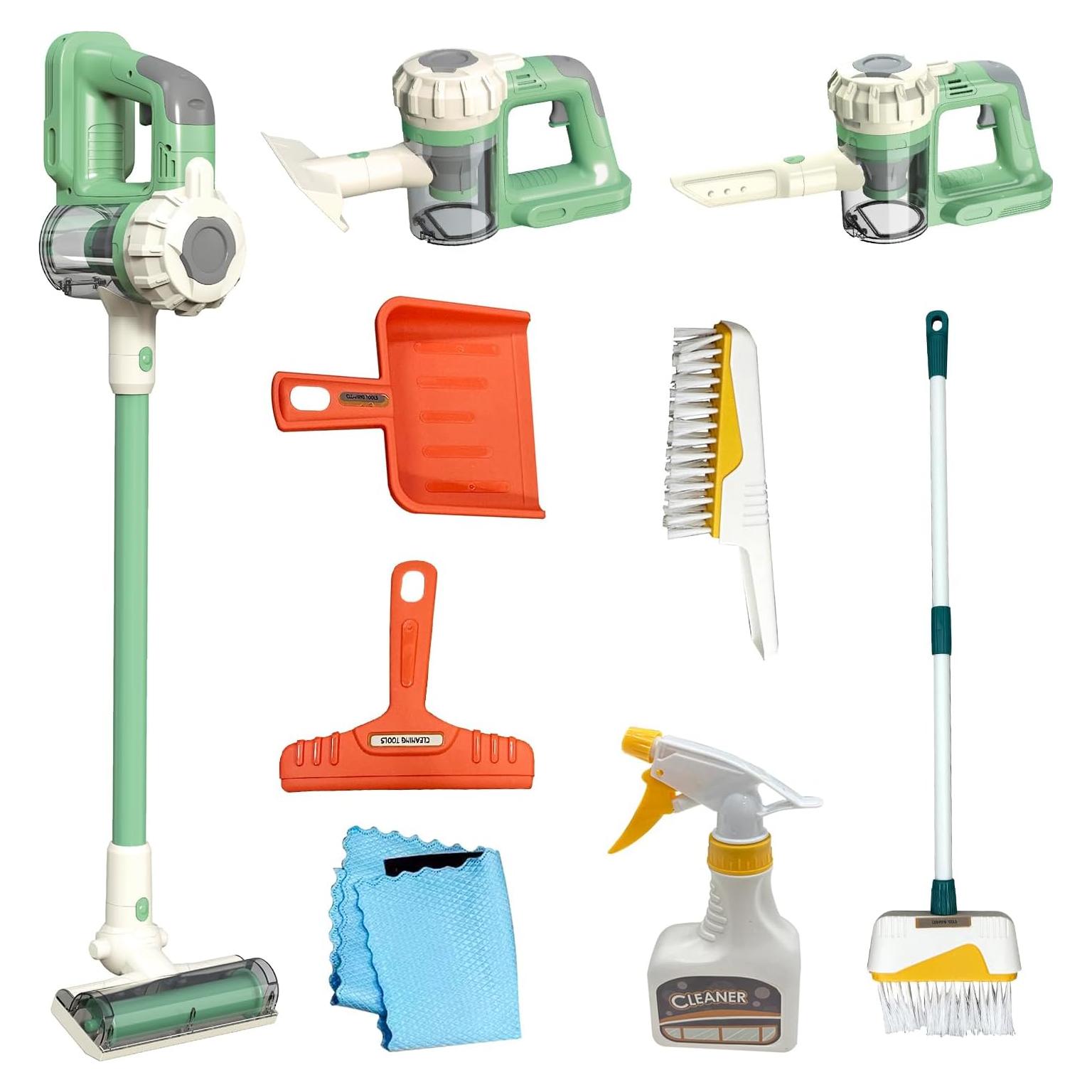 Aspiradora de Juguete BAYMI 950 Verde Set de Limpieza 9 Piezas