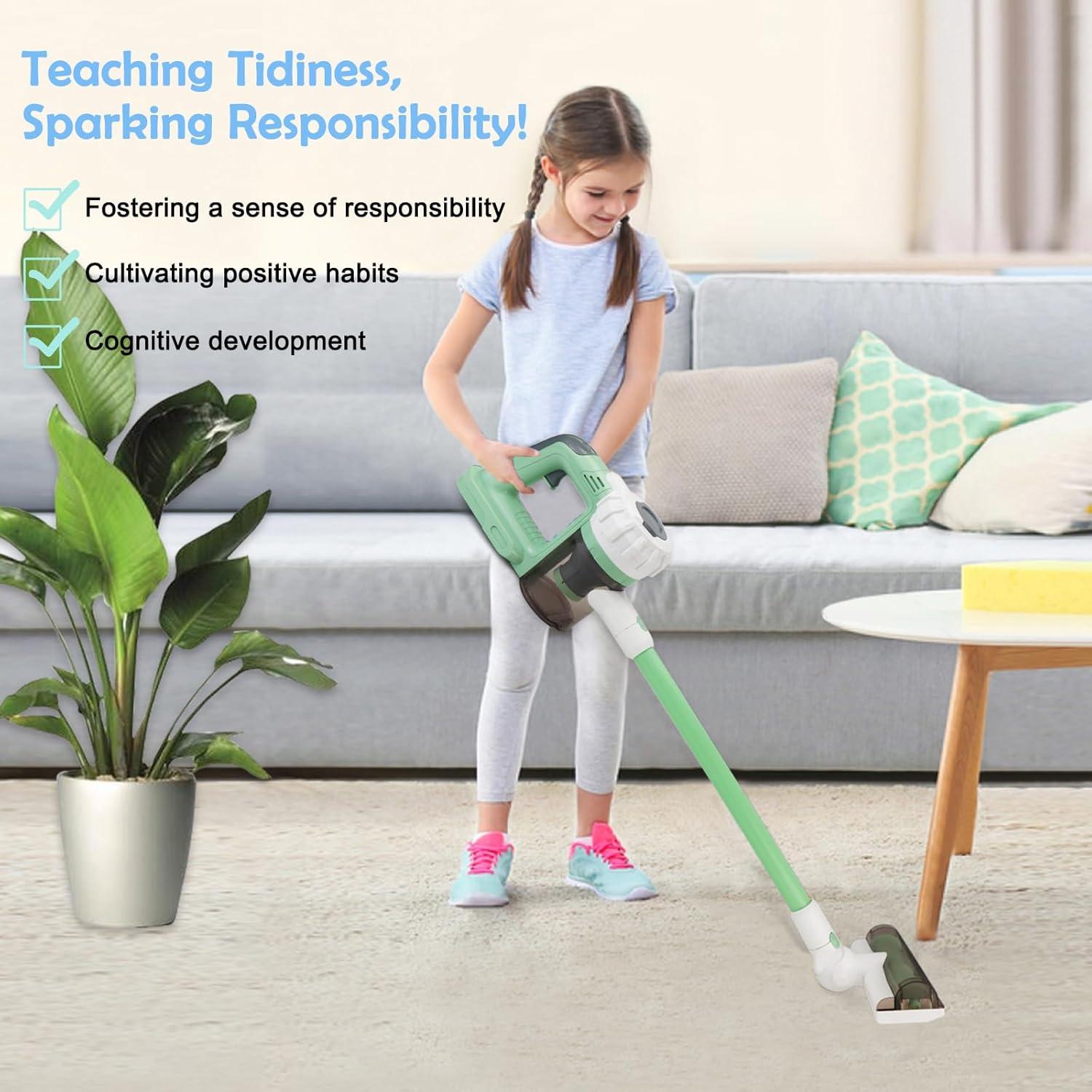 Aspiradora de Juguete BAYMI 950 Verde Set de Limpieza 9 Piezas