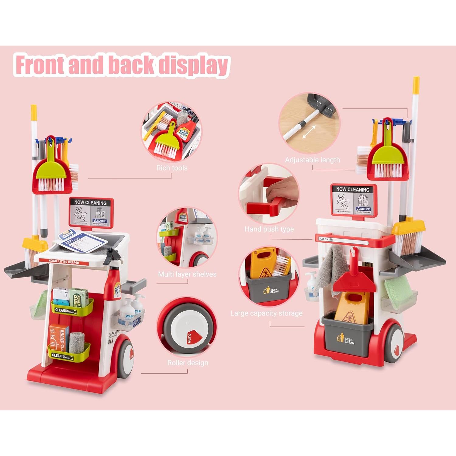 Juego de Limpieza Infantil POFJOEQ 22 Piezas Rojo