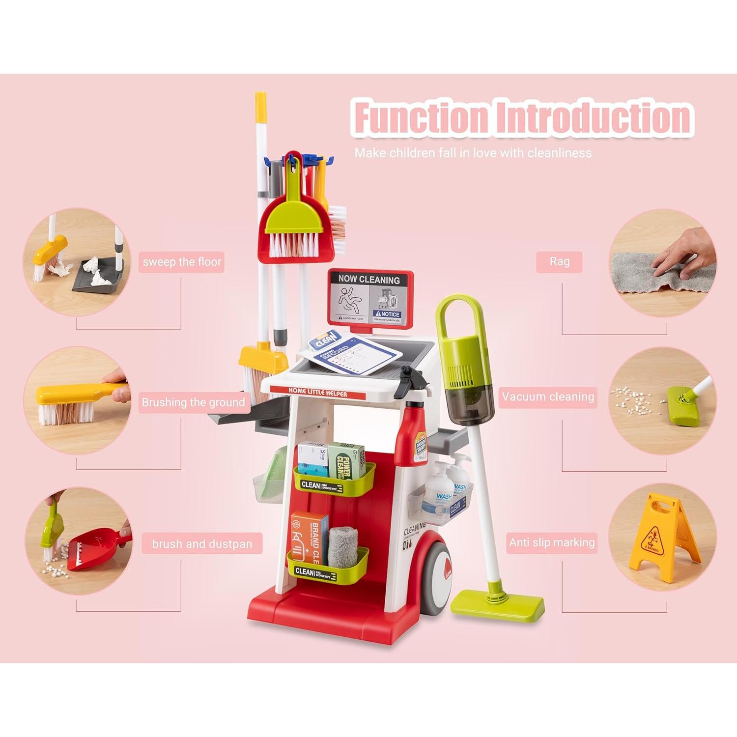 Juego de Limpieza Infantil POFJOEQ 22 Piezas Rojo