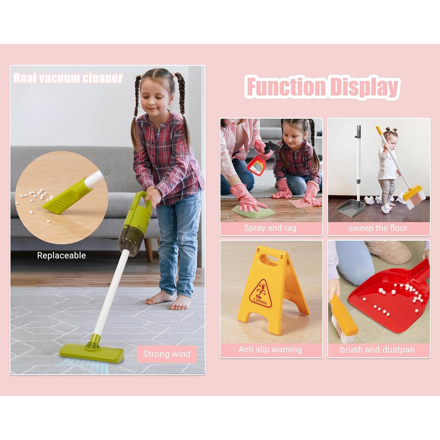 Juego de Limpieza Infantil POFJOEQ 22 Piezas Rojo