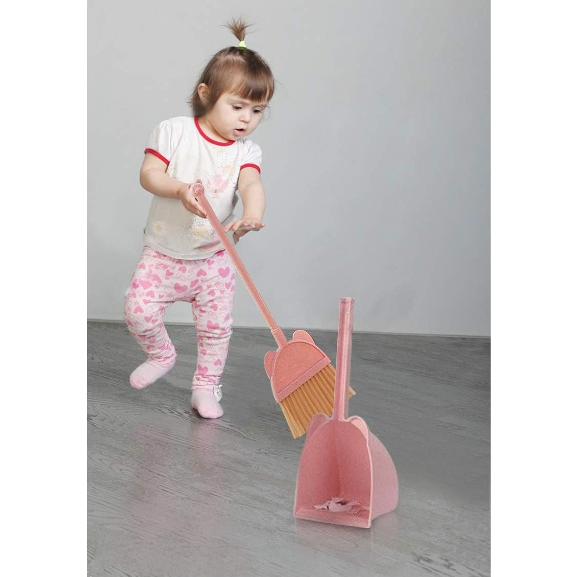 Mini Escoba con Recogedor Rosa MAYEV para Niños 52cm